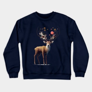 Flower on Deer Crewneck Sweatshirt